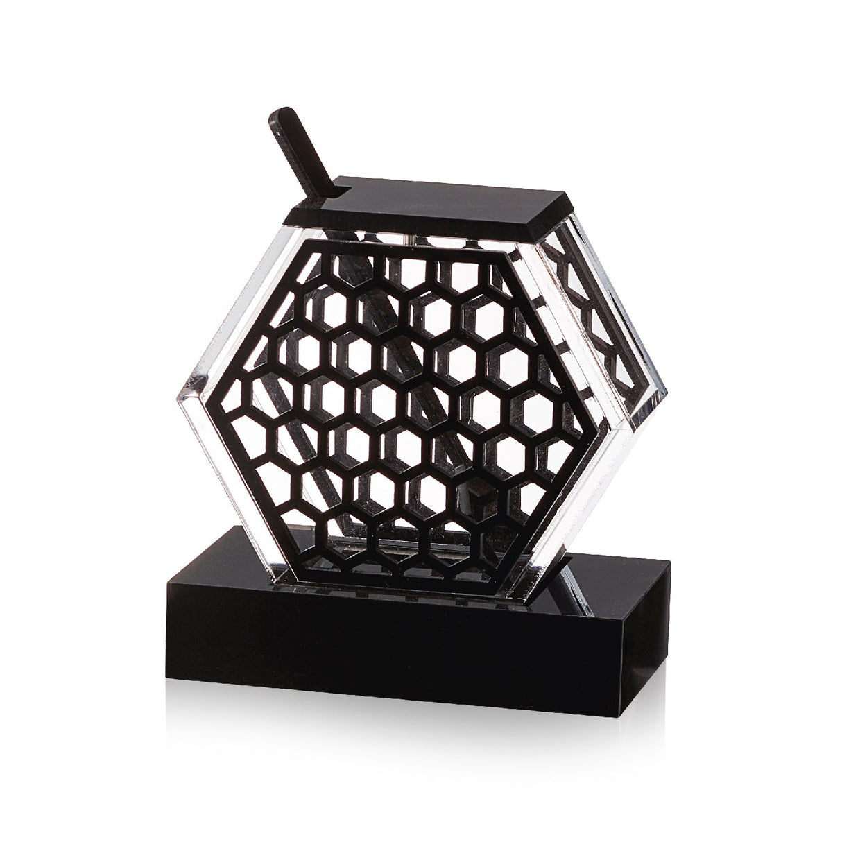 Honeycomb Honey Dish- Black Lucite - LEHADAR