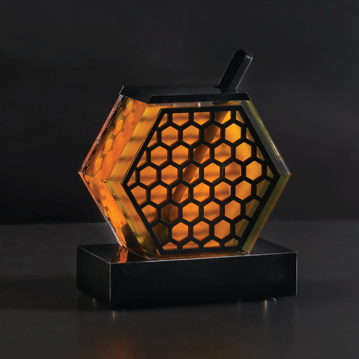 Honeycomb Honey Dish- Black Lucite - LEHADAR