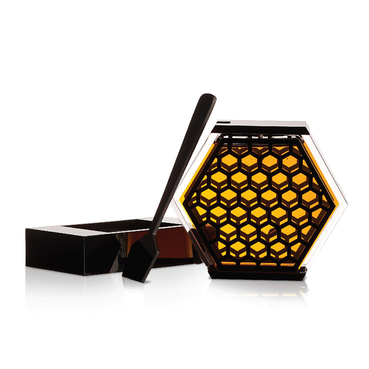 Honeycomb Honey Dish- Black Lucite - LEHADAR