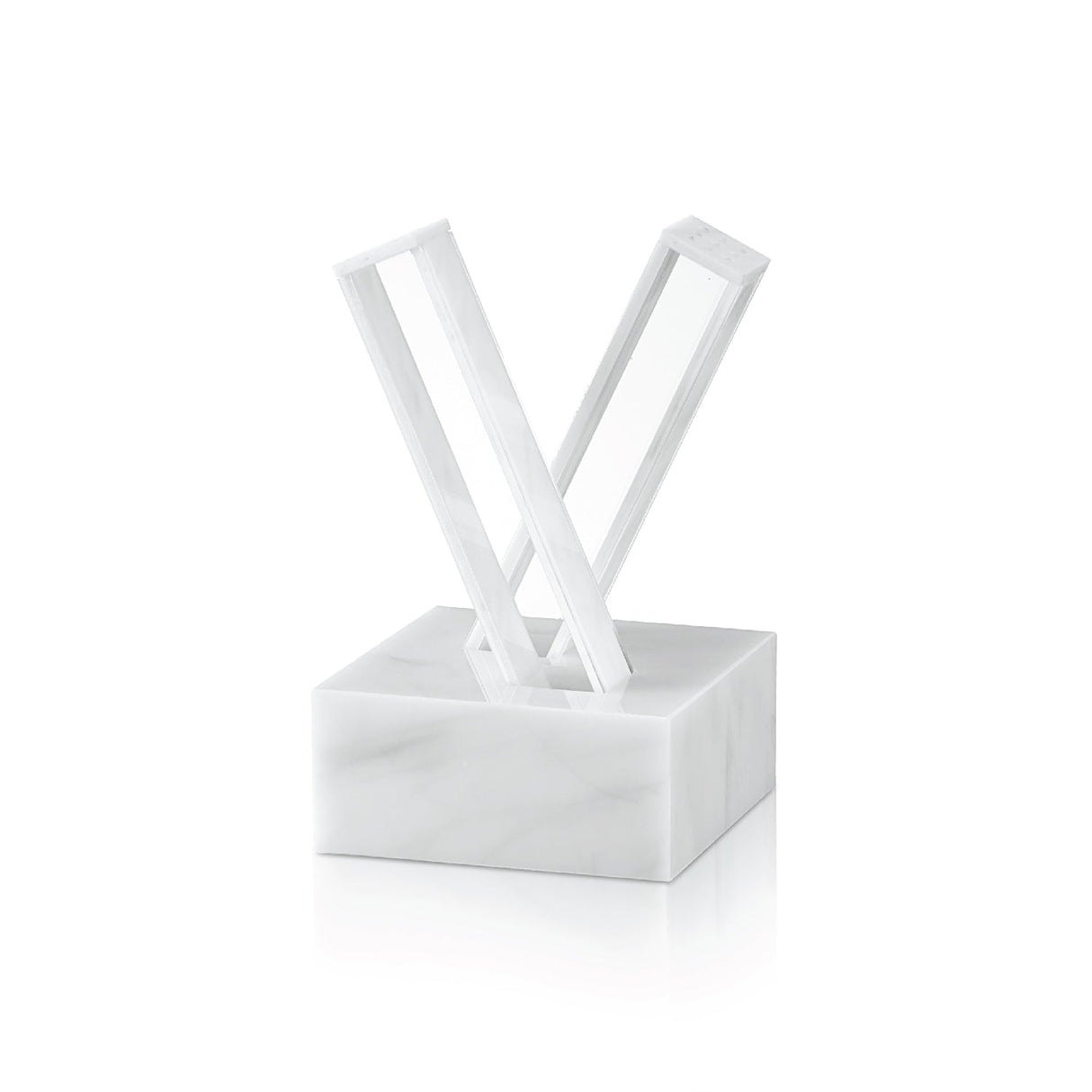 X Salt and Pepper Set- White Marble Lucite - LEHADAR