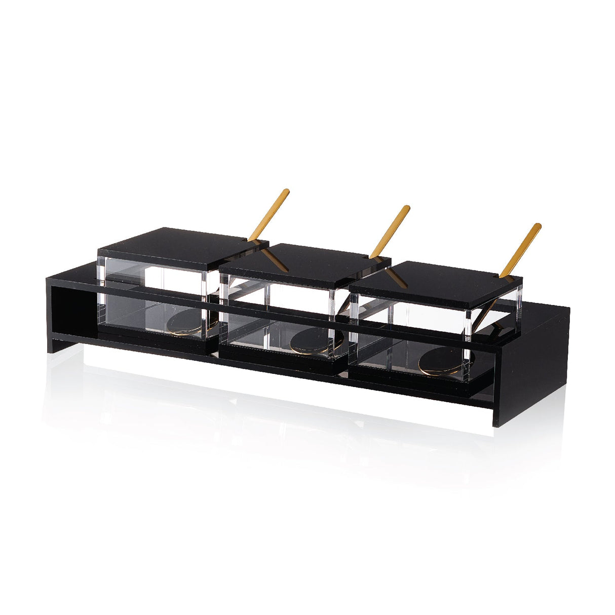 Square Dip Bowl Set- Black Lucite - LEHADAR