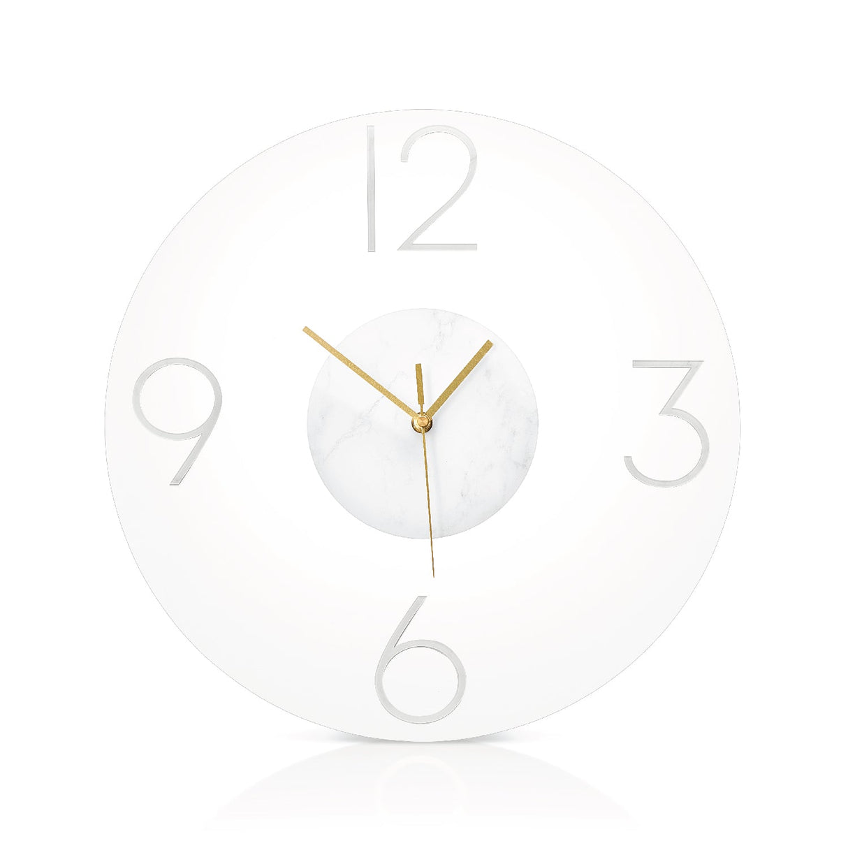 Luxe Clock- White Marble Lucite - LEHADAR