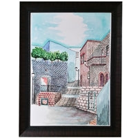 Calligraphy Old City #05 on Canvas - Framed - LEHADAR