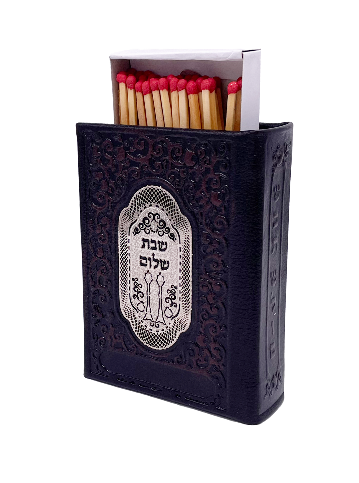 Leather Matchbox Holder with Silver plate - LEHADAR