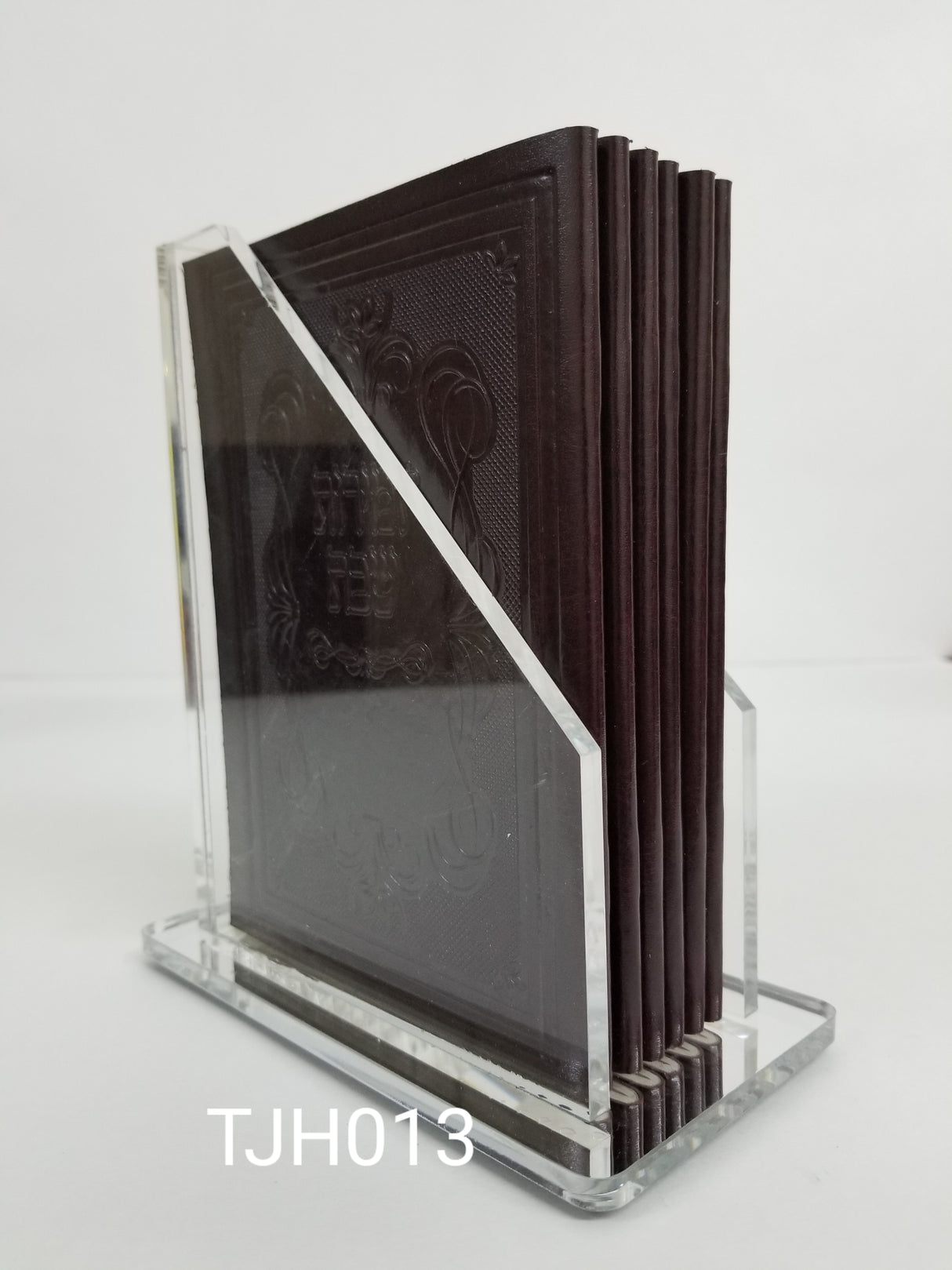 Lucite Zemiros Holder With 6 Brown Zemiros- Edot Hamizrach - LEHADAR