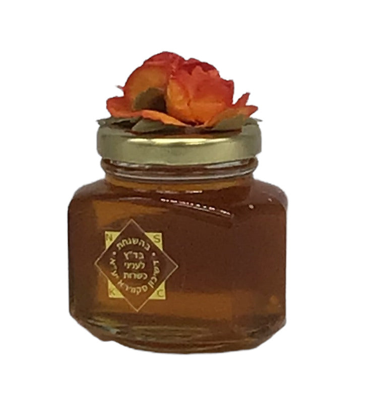 Honey Dish 6oz oval hex with rose - LEHADAR