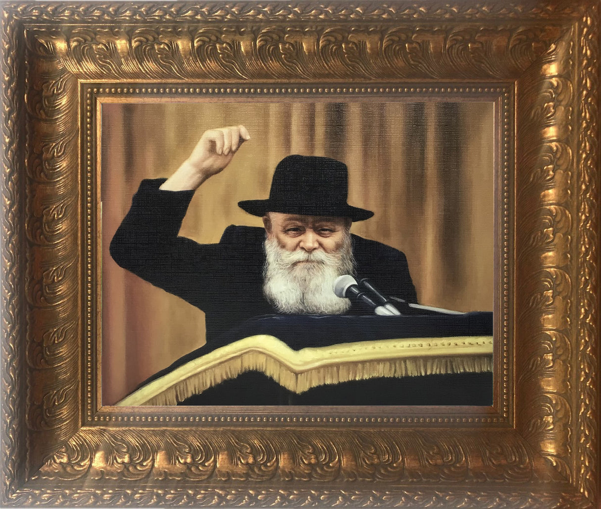The Lubavitcher Rebbe giving a speech, Framed Painting, size: 11*14 - LEHADAR