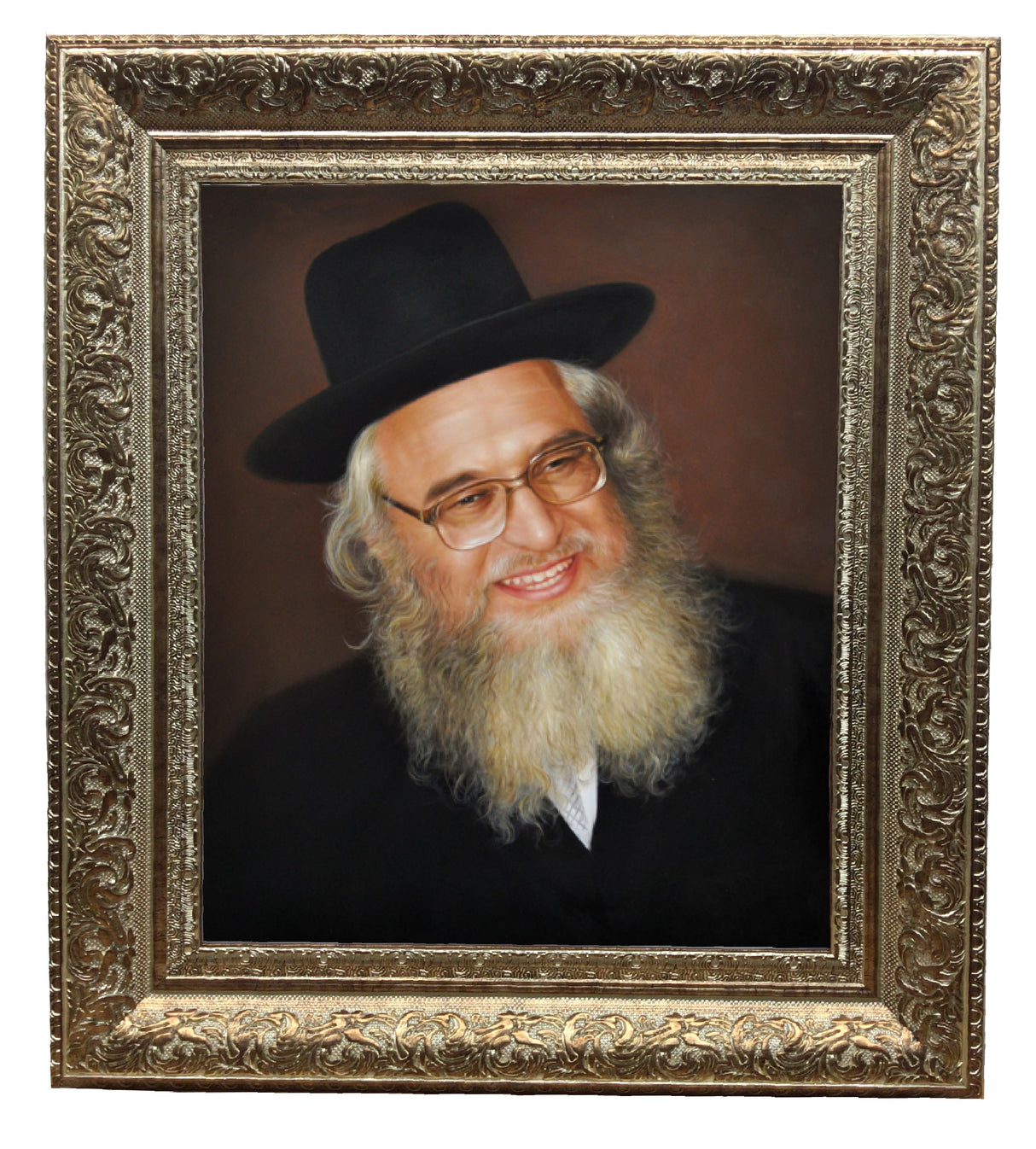 Rabbi Pincus Framed Picture-Painting in Cream Gold Frame, Size 11x14" - LEHADAR