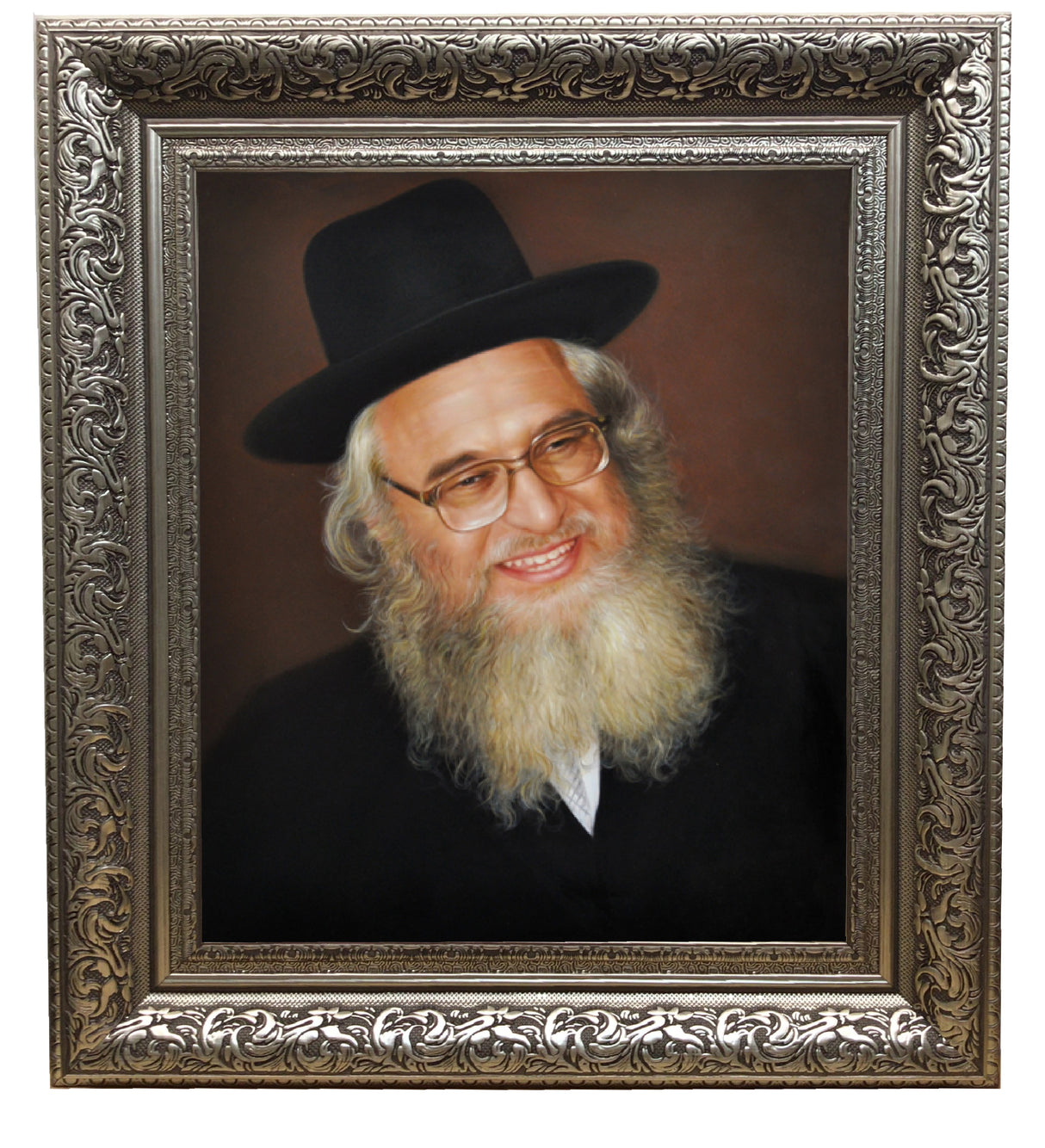 Rabbi Pincus Framed Picture-Painting in Silver Frame, Size 11x14" - LEHADAR
