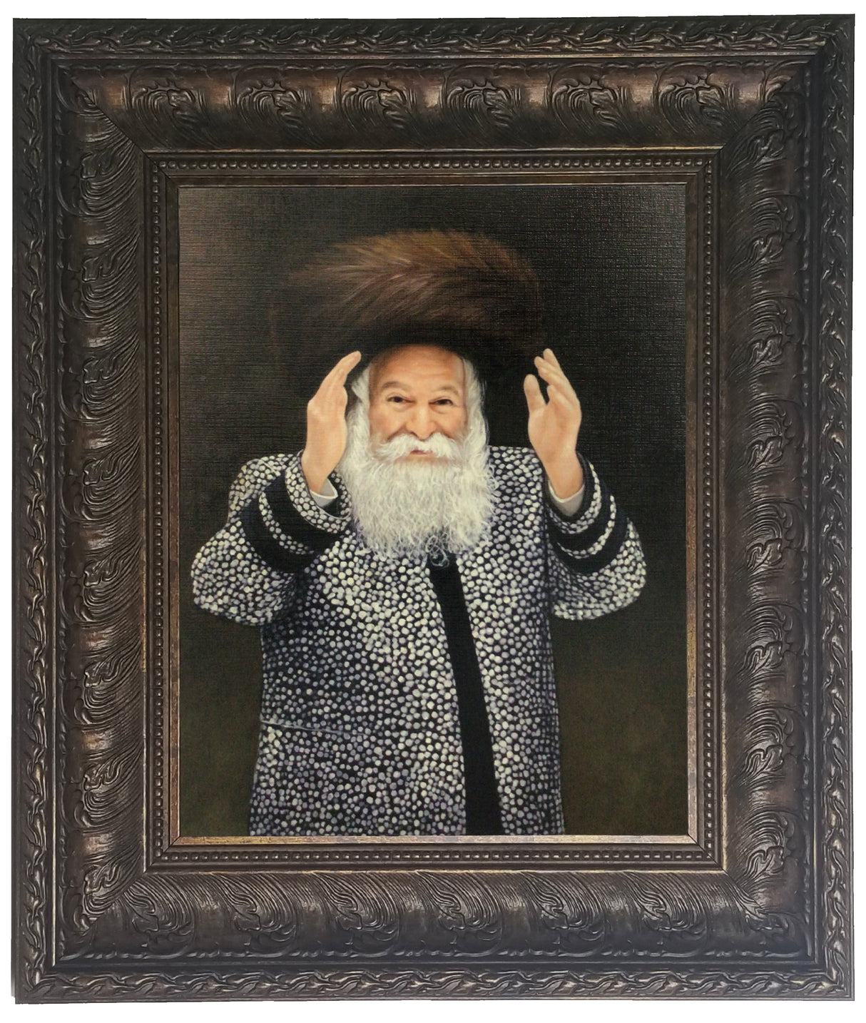 Bobover Rebbe- Reb Bentzion Standing, Brown Size 11x14" - LEHADAR