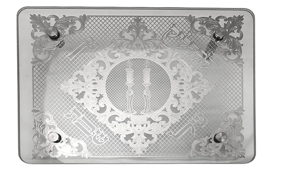 Candlestick Tray - Tempered Glass with silver plate - LEHADAR