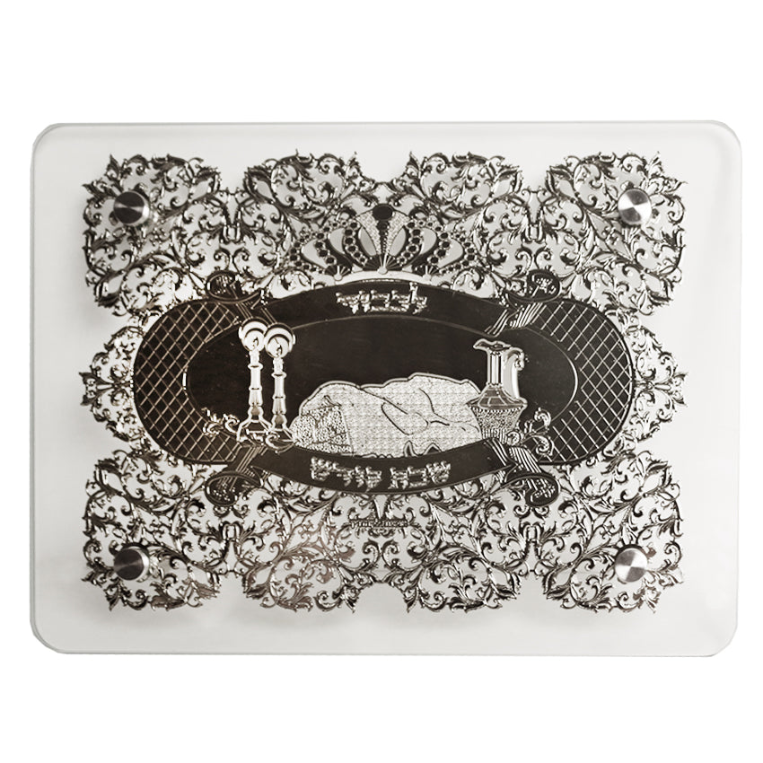 Glass Challah Board Silver Plated - LEHADAR