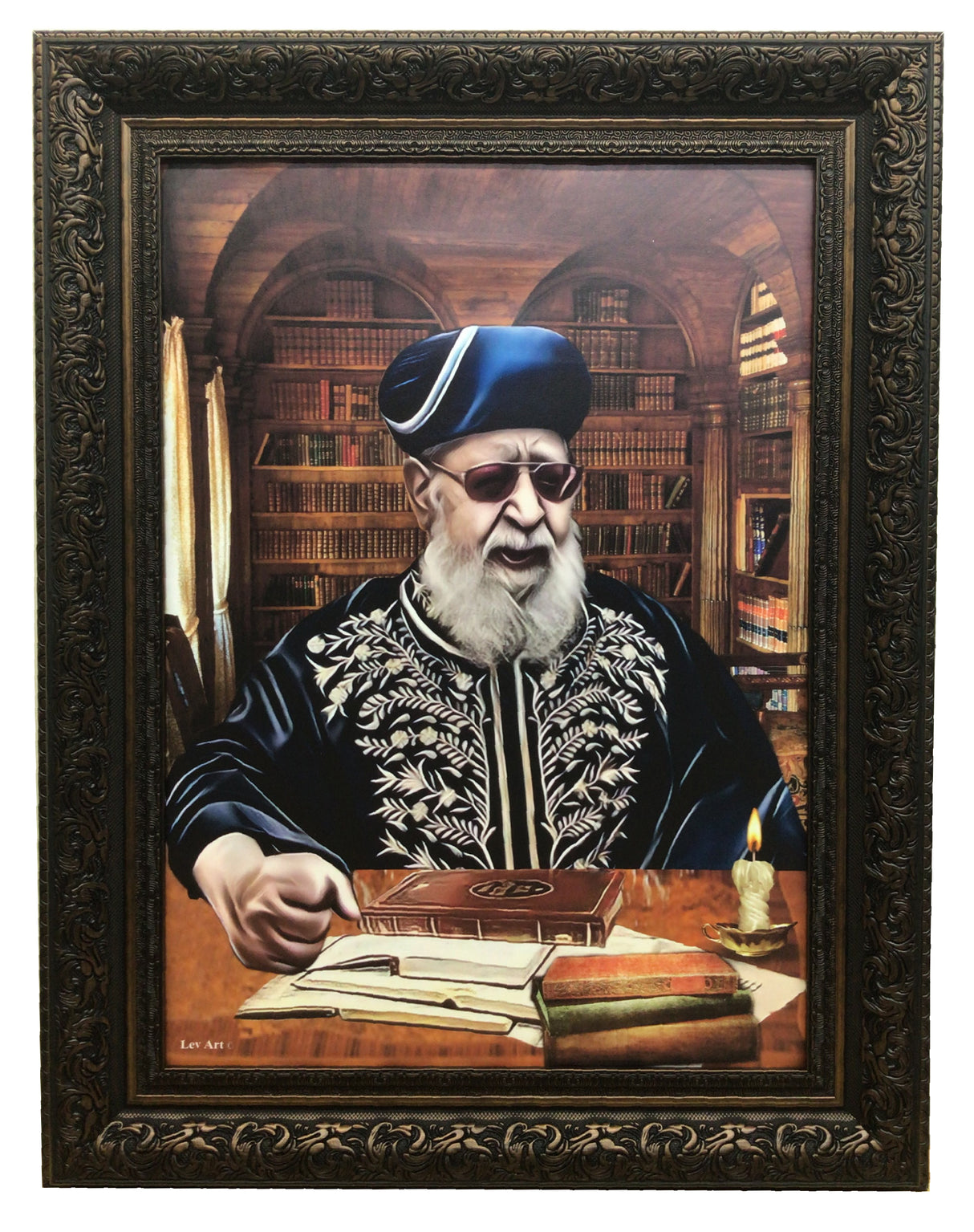 Framed Canvas of Rav Ovadia Learning - LEHADAR