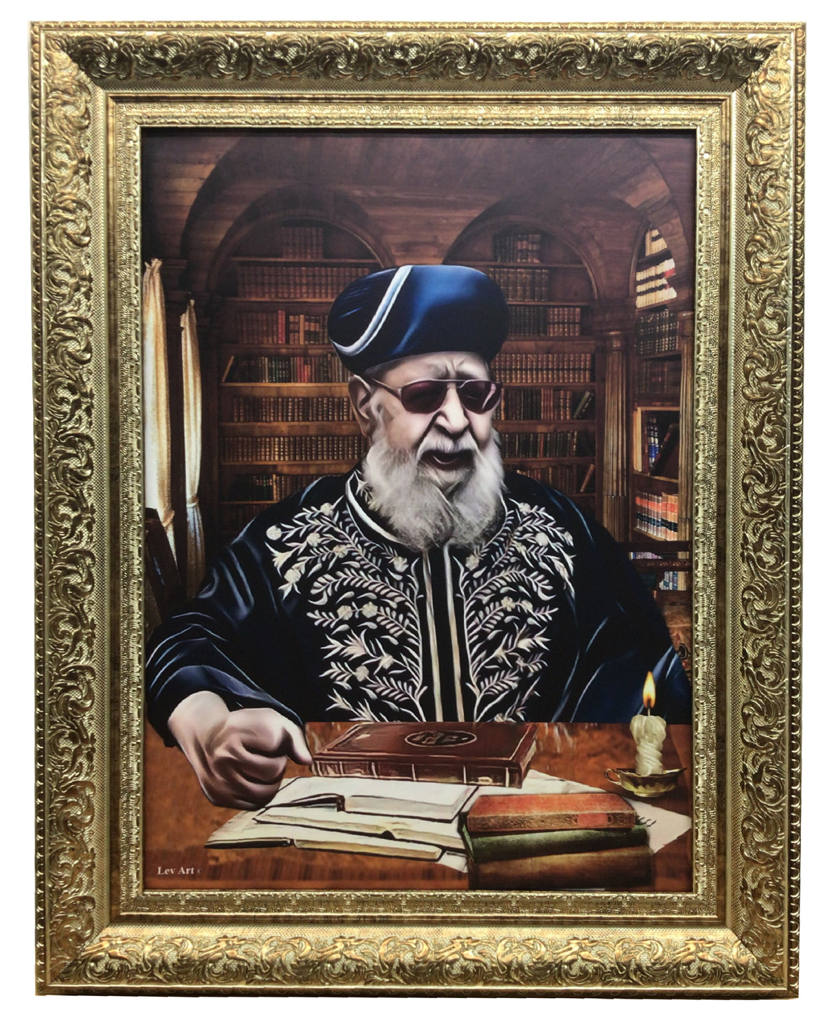Framed Canvas of Rav Ovadia Learning - LEHADAR