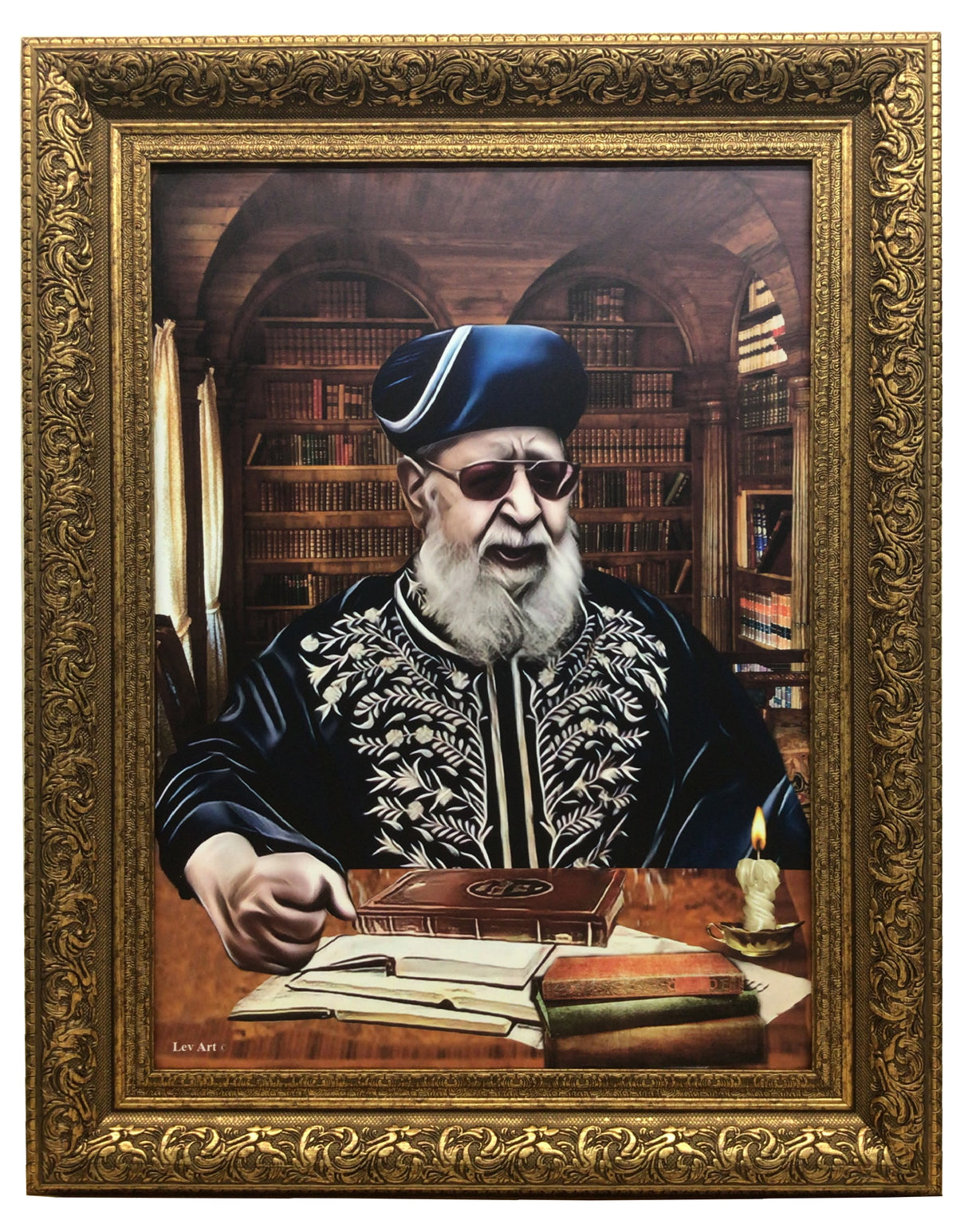 Framed Canvas of Rav Ovadia Learning - LEHADAR