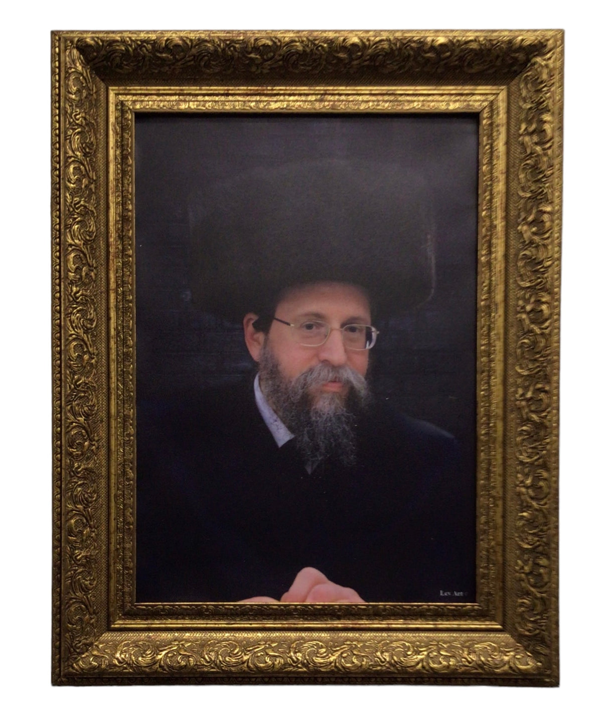 Framed Canvas of the Boyaner Rebbe, size:17*21 - LEHADAR