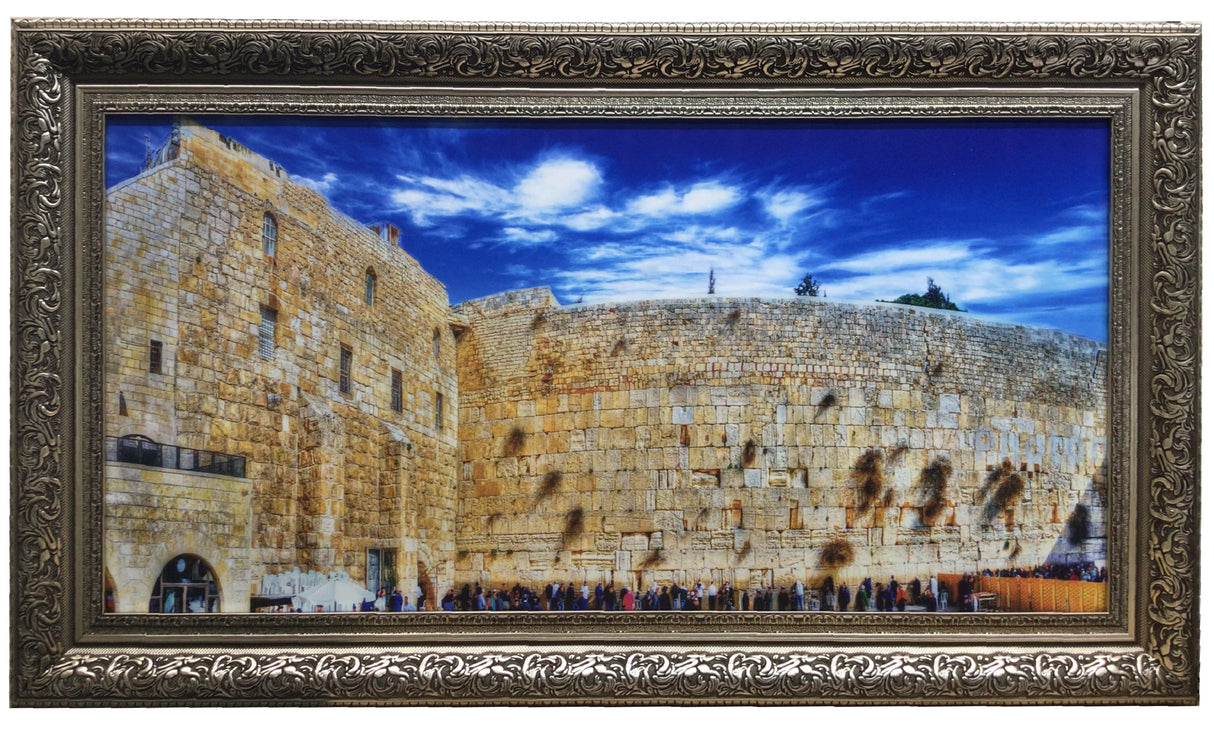 Framed Canvas of the Kotel-Blue Sky - LEHADAR
