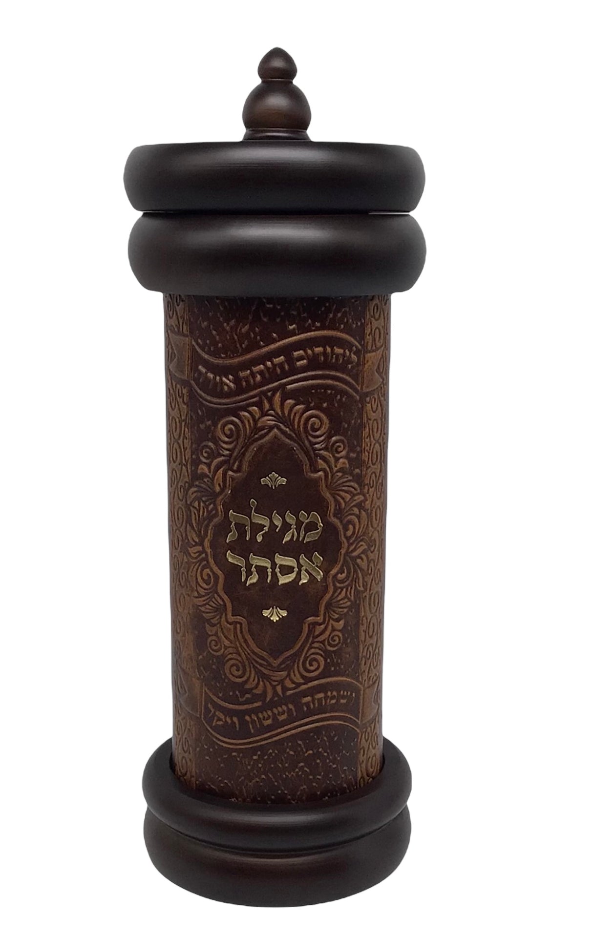 Megillah Holder Antique Leather- Light Brown 8" - LEHADAR