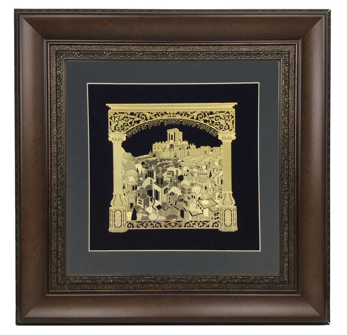 V'Sechezenu Gold Art #211 Size 22x22, Frame #35, Black Background - LEHADAR