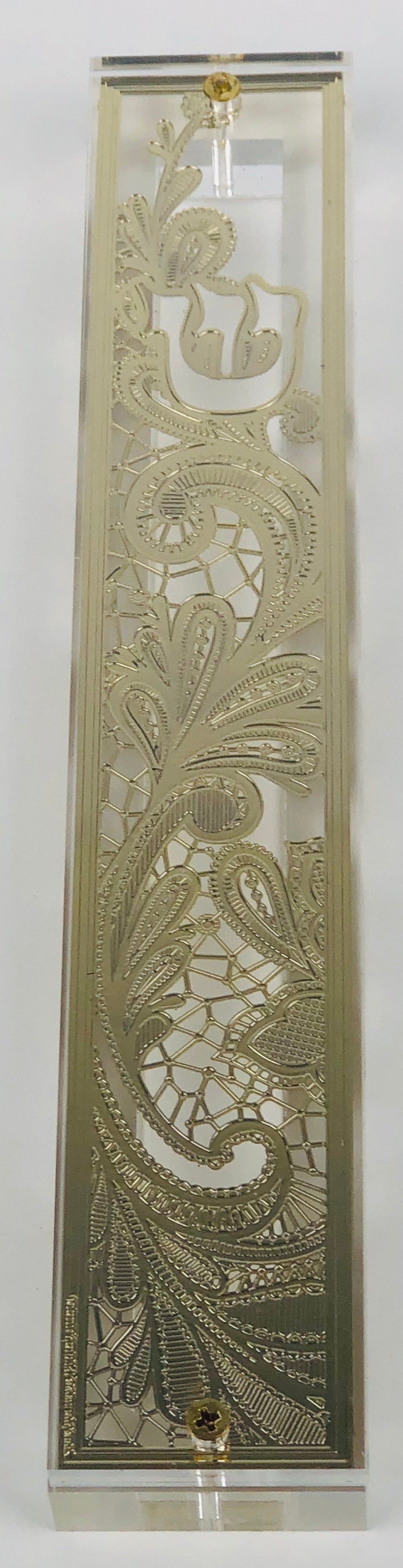 Mezuzah Case 24K Gold Plated- 15 cm scroll Design #2 - LEHADAR