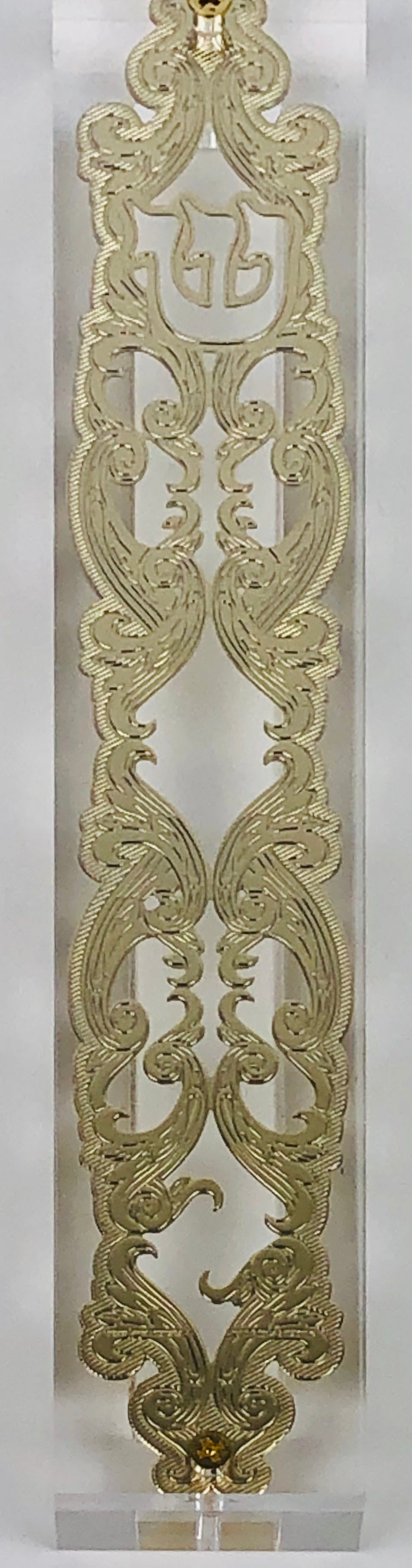 Mezuzah Case 24K Gold Plated- 15 cm scroll Design #4 - LEHADAR