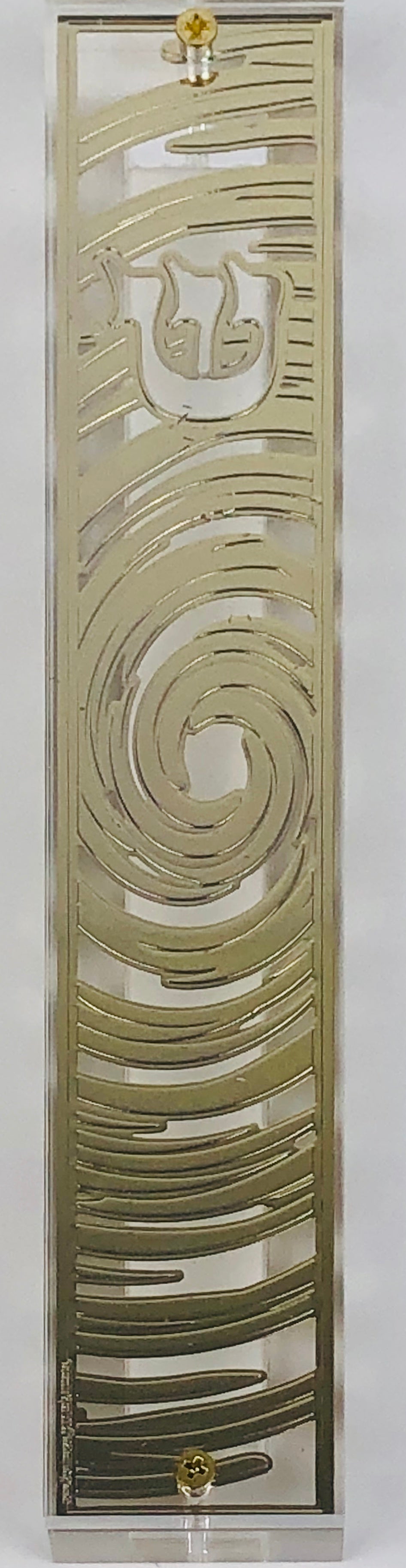 Mezuzah Case 24K Gold Plated- 15 cm scroll Design #7 - LEHADAR