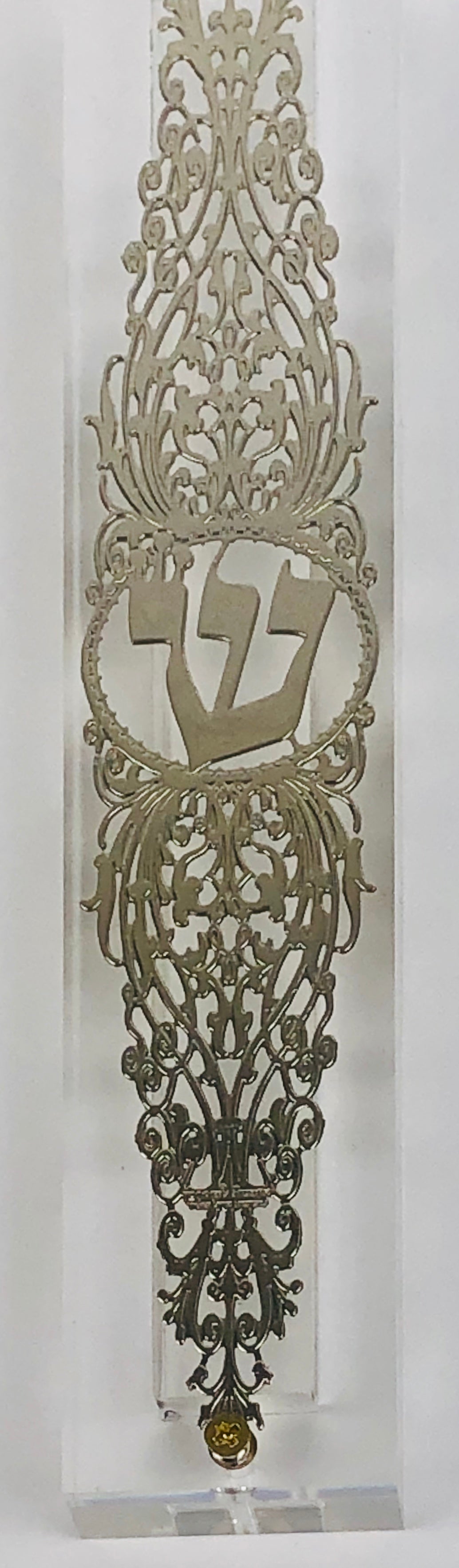 Mezuzah Case 24K Gold Plated- 15 cm scroll Design #10 - LEHADAR