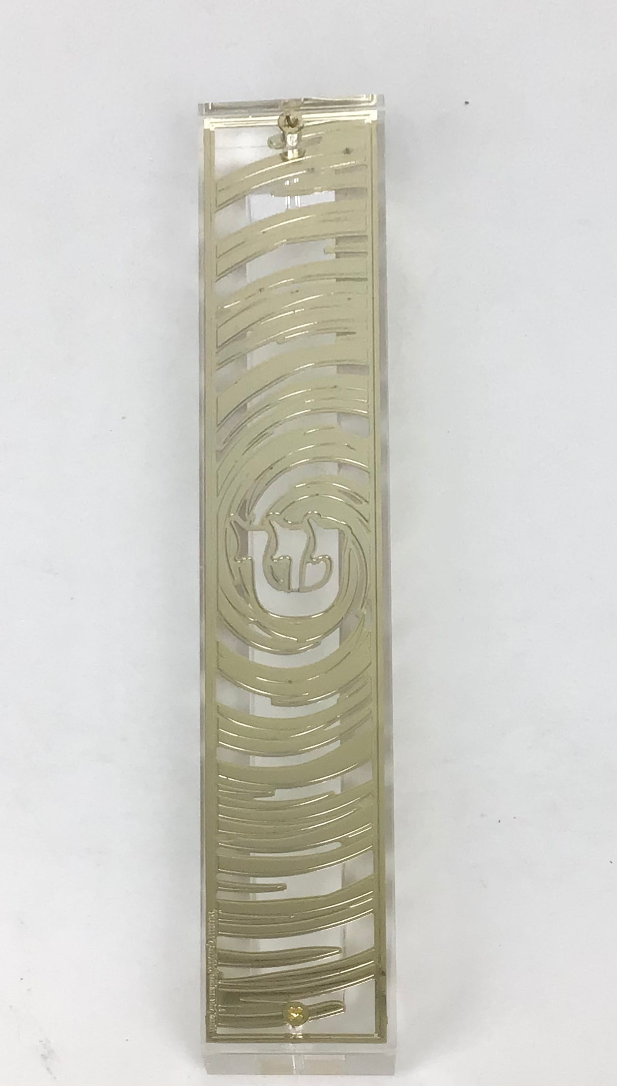 Gold Plated Mezuzah Case 15 cm scroll Design #13 - LEHADAR