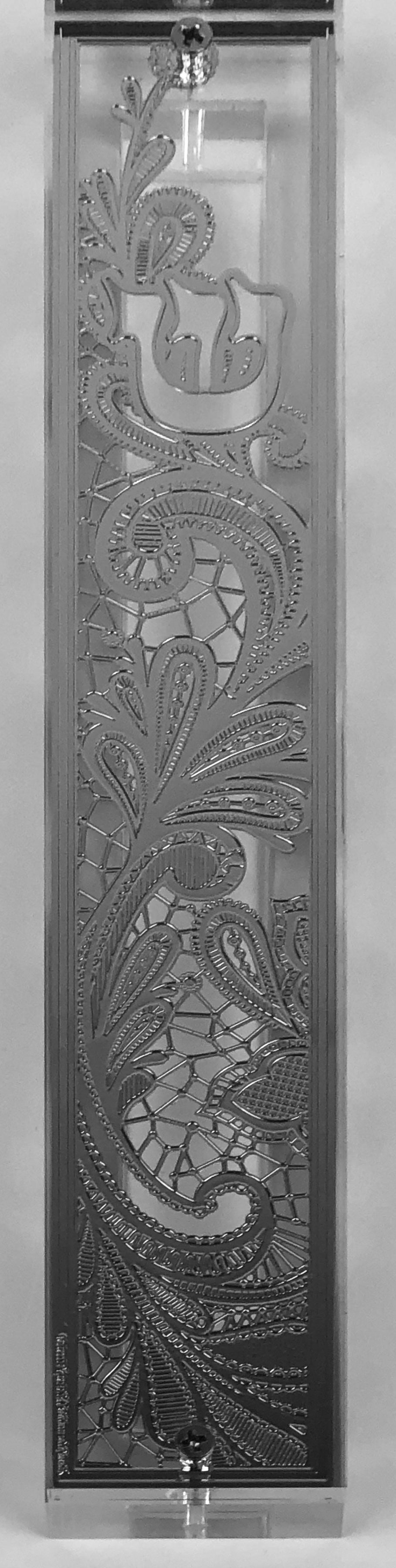 Mezuzah Case Silver Plated- 15 cm scroll Design #2 - LEHADAR