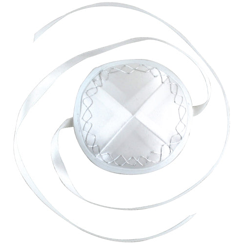 WHITE SATIN KIPPAH 8CM BABY + STRINGS - LEHADAR