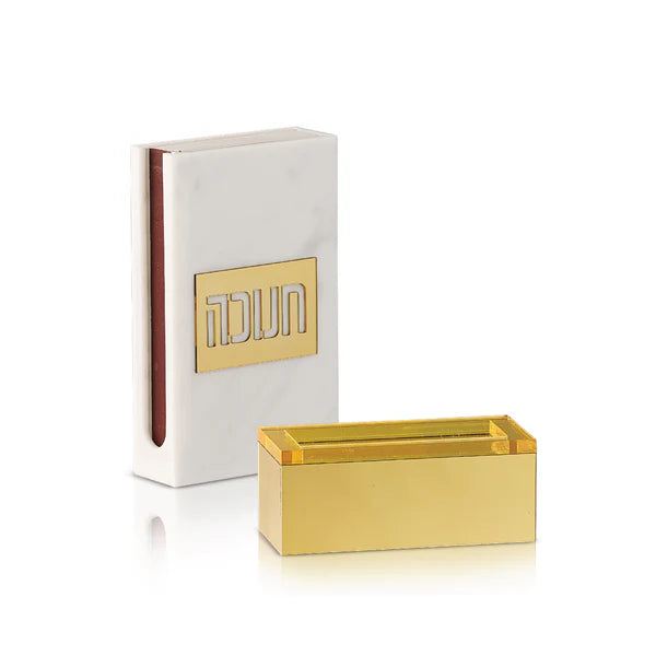 Chanukah Matchbox Holder with Gold Base - LEHADAR