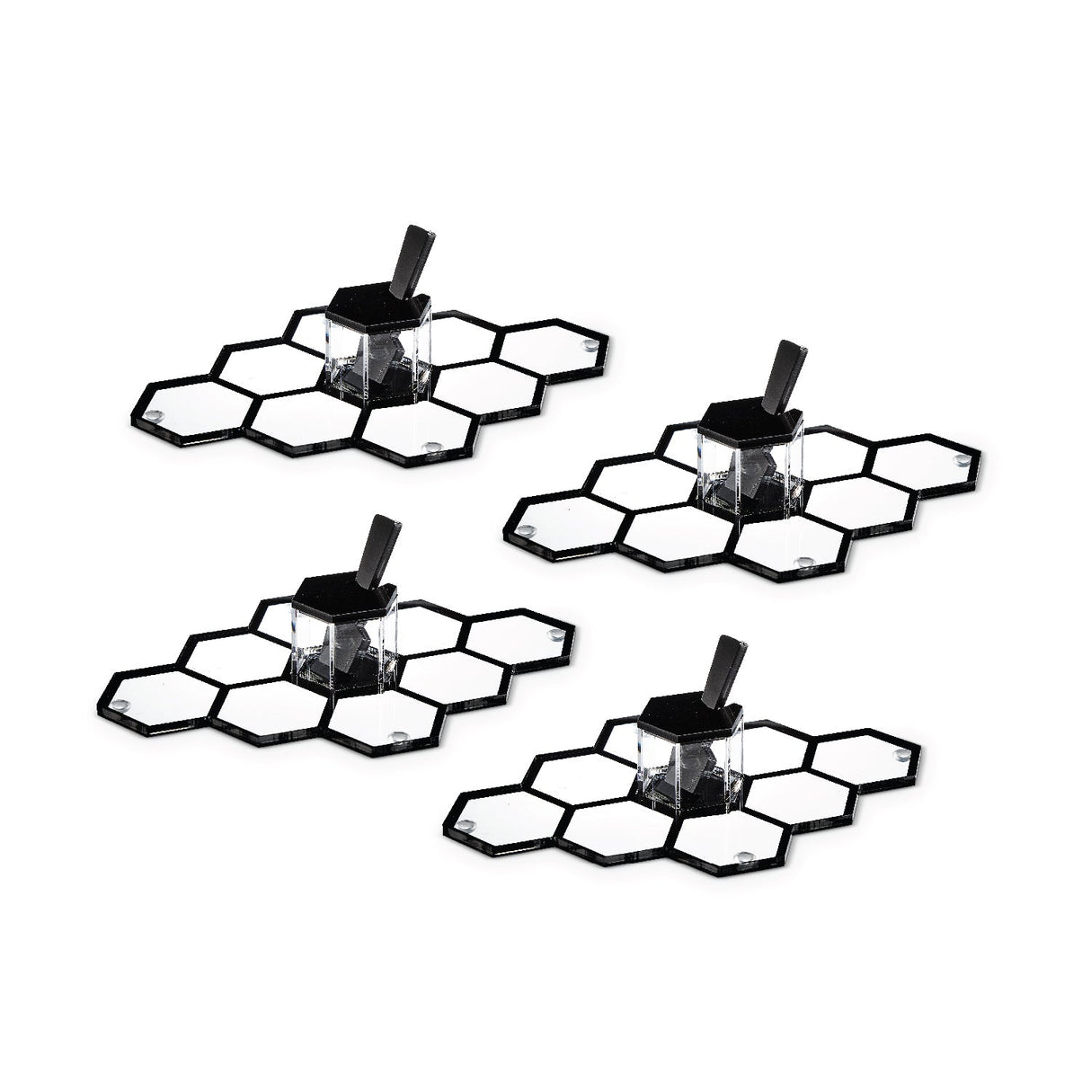 Honeycomb Personal Simanim Trays- Black Lucite- Set of 4 - LEHADAR