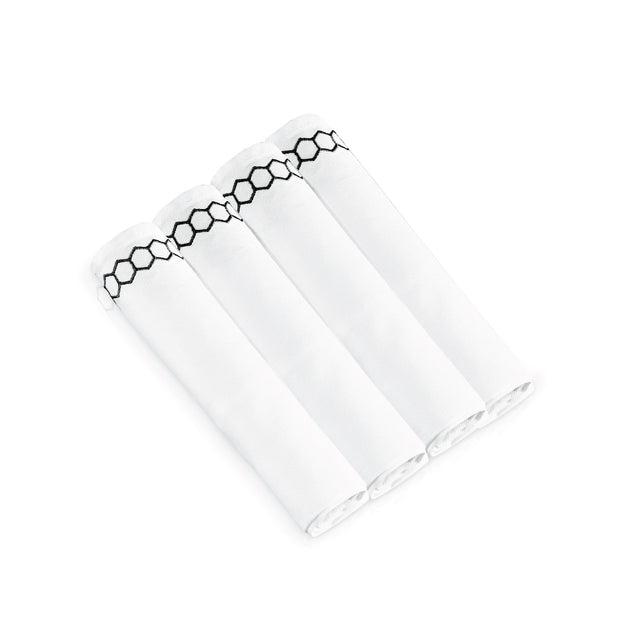 Honeycomb Cloth Napkins- Black- Set of 4 - LEHADAR