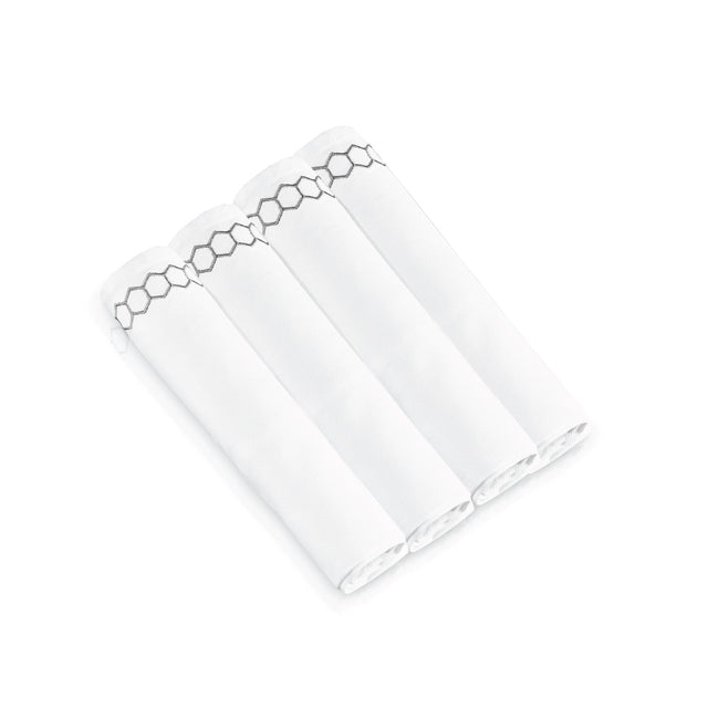 Honeycomb Cloth Napkins- Silver- Set of 4 - LEHADAR
