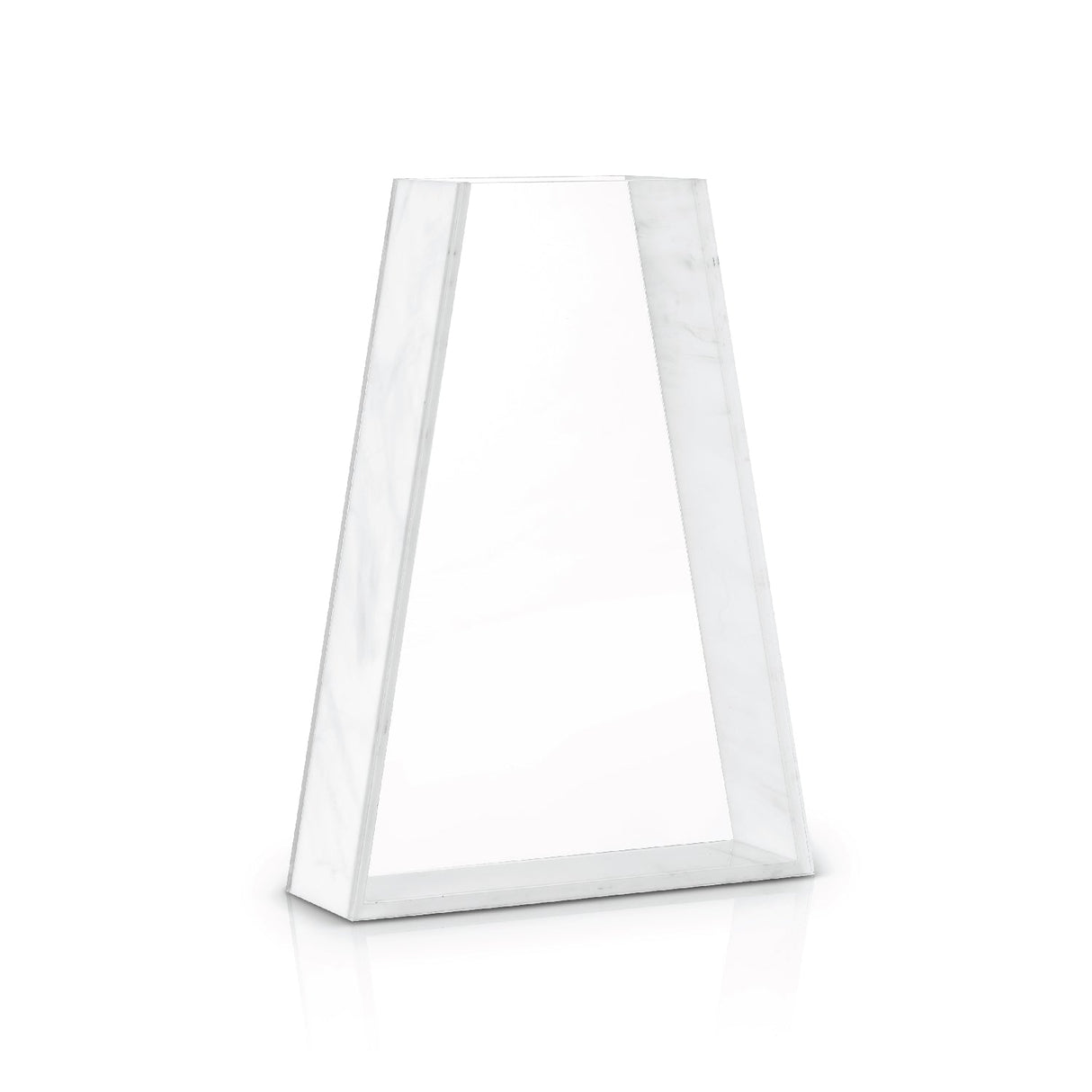 Triangle Vase- White Marble Lucite - LEHADAR
