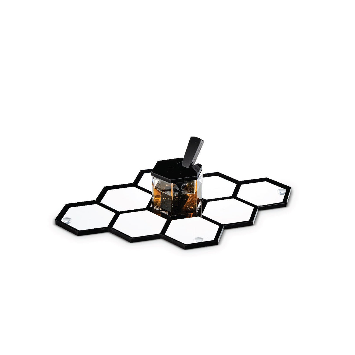 Honeycomb Personal Simanim Trays- Black Lucite- Set of 4 - LEHADAR