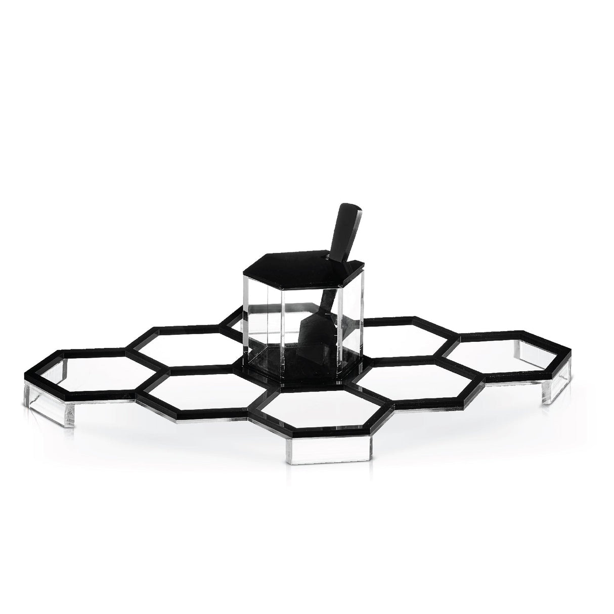 Honeycomb Tabletop Simanim Tray- Black Lucite - LEHADAR