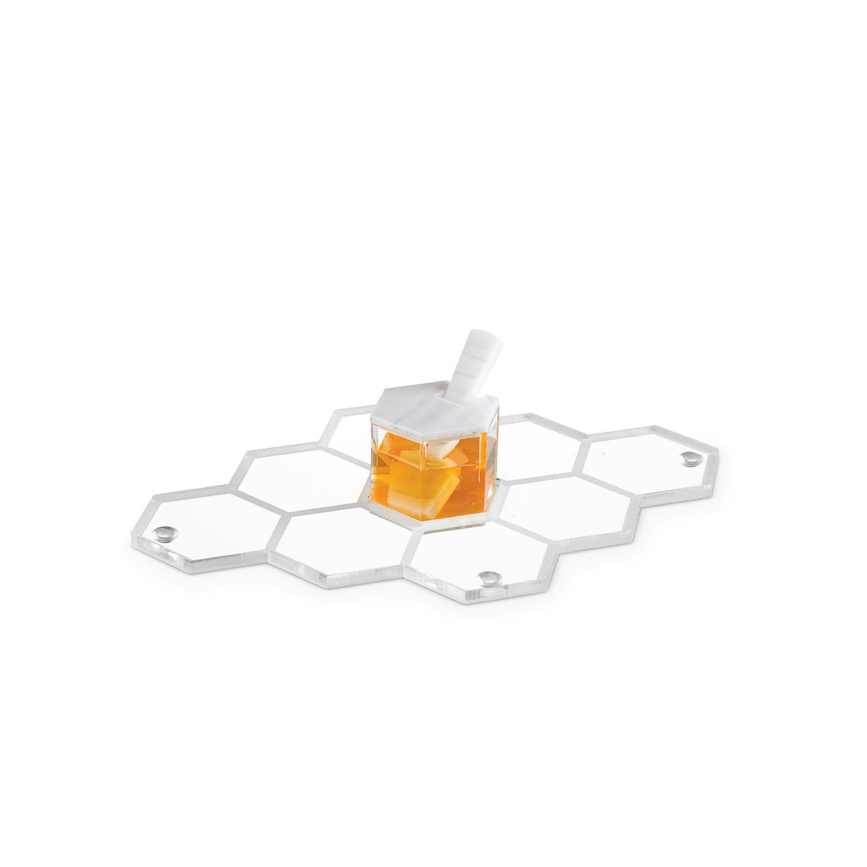 Honeycomb Personal Simanim Trays- White Marble Lucite- Set of 4 - LEHADAR