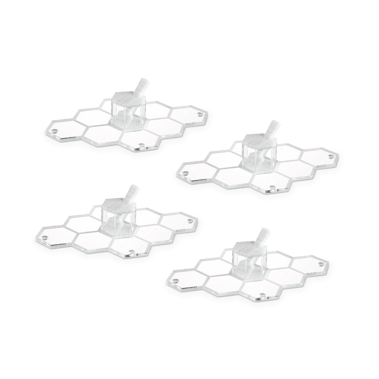 Honeycomb Personal Simanim Trays- White Marble Lucite- Set of 4 - LEHADAR