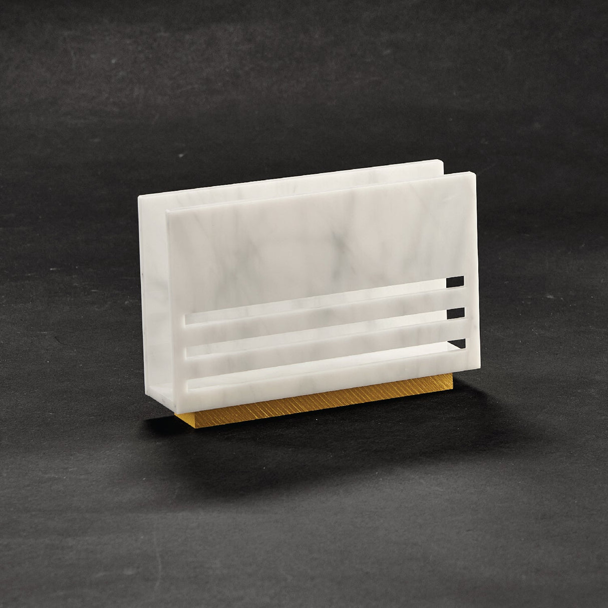 Triple Line Napkin Holder- White Marble Lucite - LEHADAR