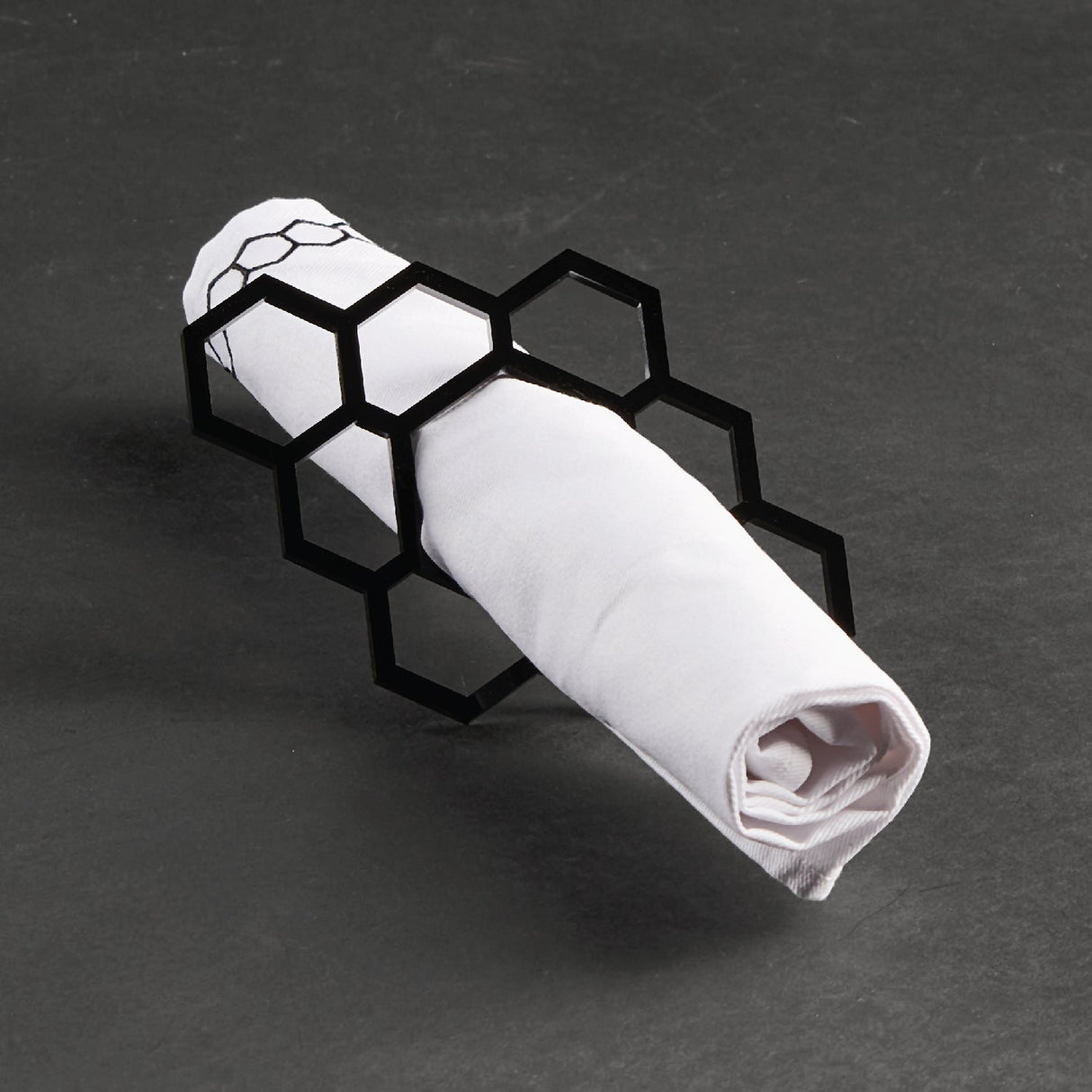 Honeycomb Napkin Rings-Black Lucite- Set of 4 - LEHADAR