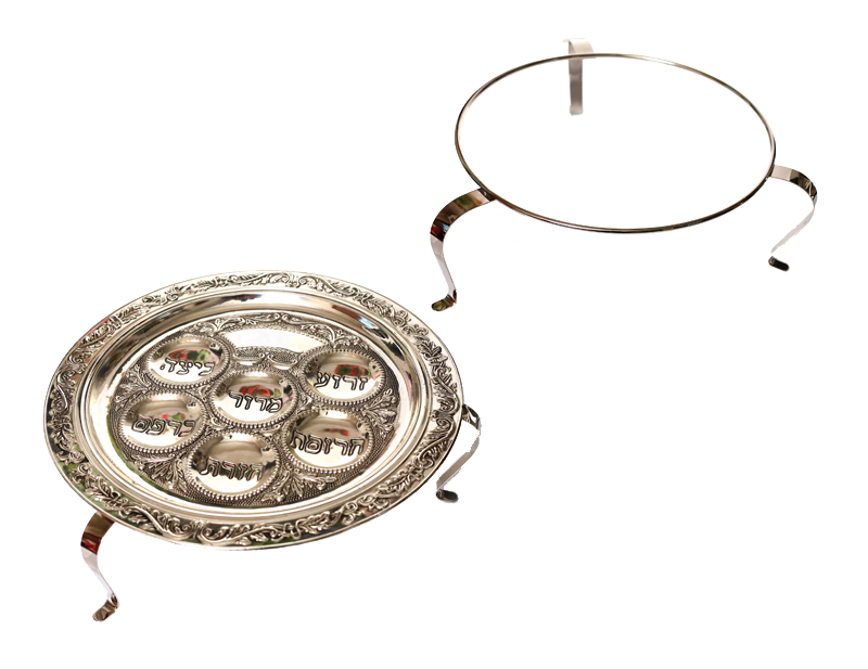 Seder Plate Stand Stainless Steel 14"W x 5"H 6 per pack x1188 - LEHADAR