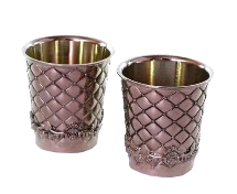 Small Set Of 2 Kiddush Cups 3.5 oz. /Nickel 2.5" - LEHADAR