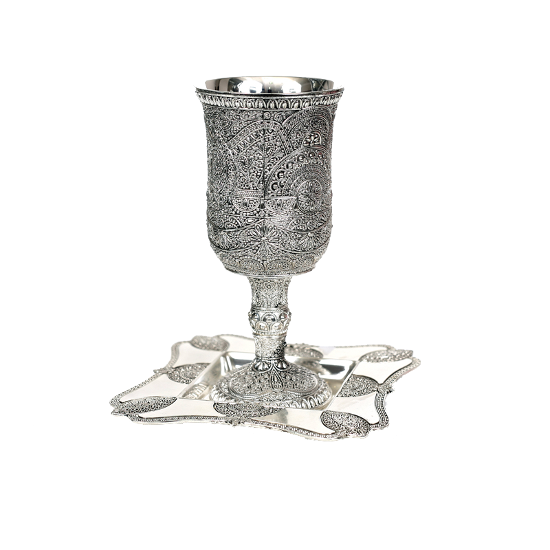 Kiddush Cup With Leg Filigree - LEHADAR