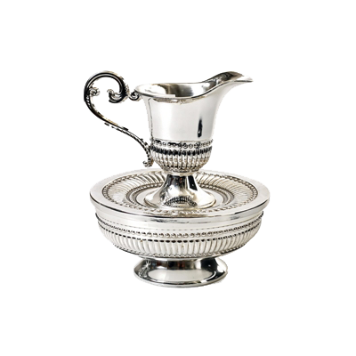 Mayim Achronim Beaded Design Silver Plate 5.5x5.5 " - LEHADAR