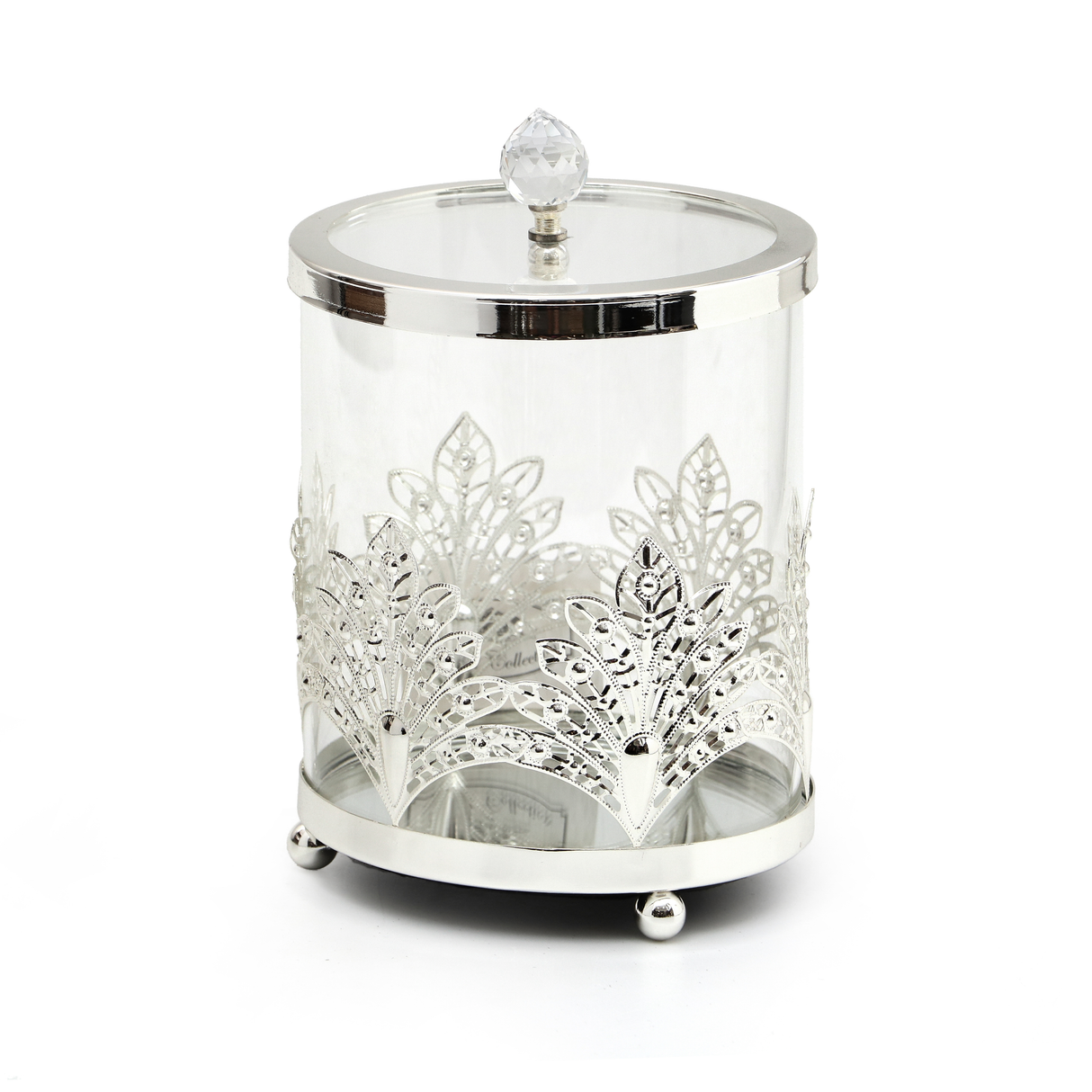 Glass Candy Jar With Silver 4.7x6.9" - LEHADAR