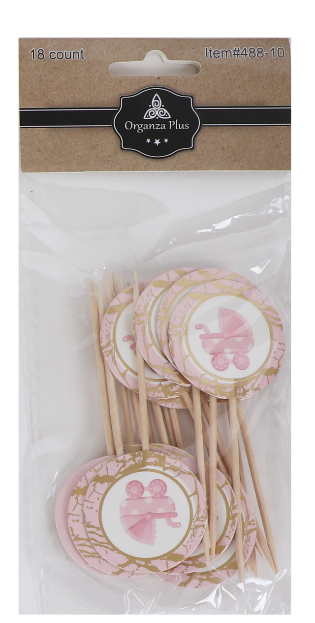 18 Pink Round "Its a Girl" Toothpicks for Cake Decarotion - LEHADAR