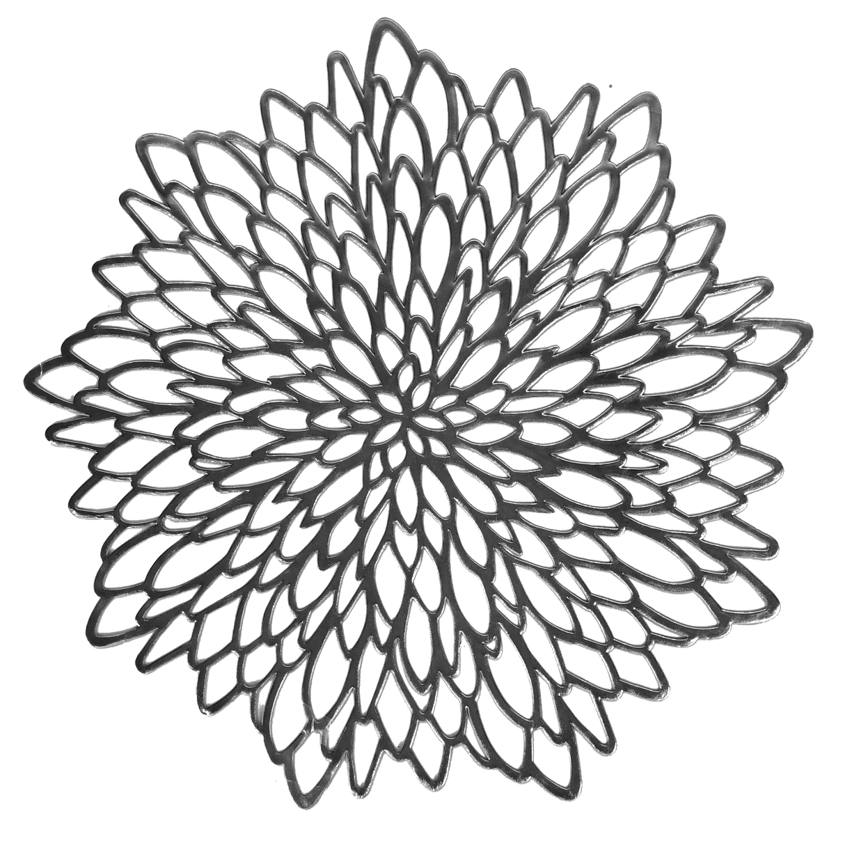 Silver Placemats 15" Leather Look Laser Cut 12pcs - LEHADAR