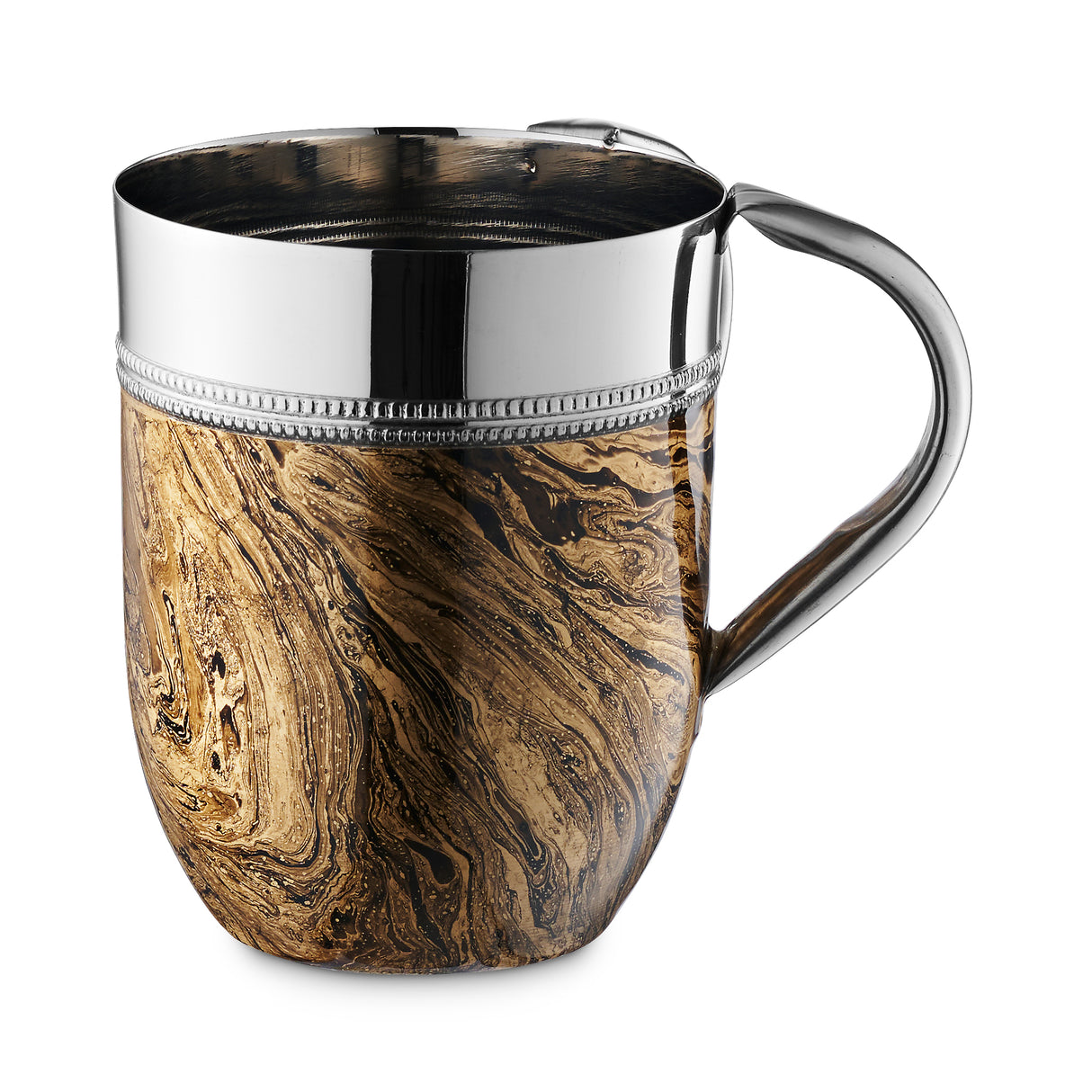 Wash Cup Polished with Abstract Stainless Steel - LEHADAR