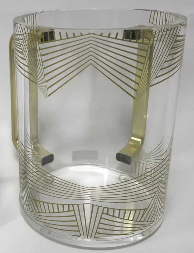 Acrylic Clear Washing Cup - Gold Handle - Gold Leaf Design - LEHADAR